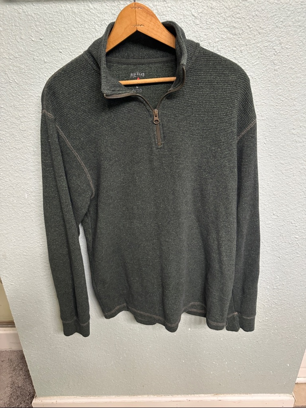 RedHead Men's Dark Green Half-Zip Knit Pullover Sweater